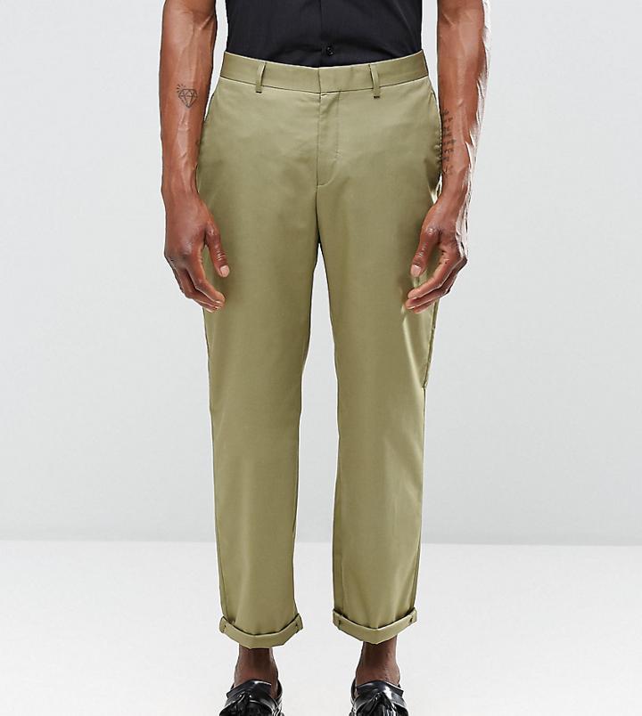 Religion Straight Leg Cropped Pants In Khaki - Green