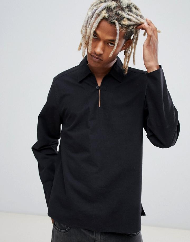 Asos Design Oversized Overhead Shirt In Black - Black