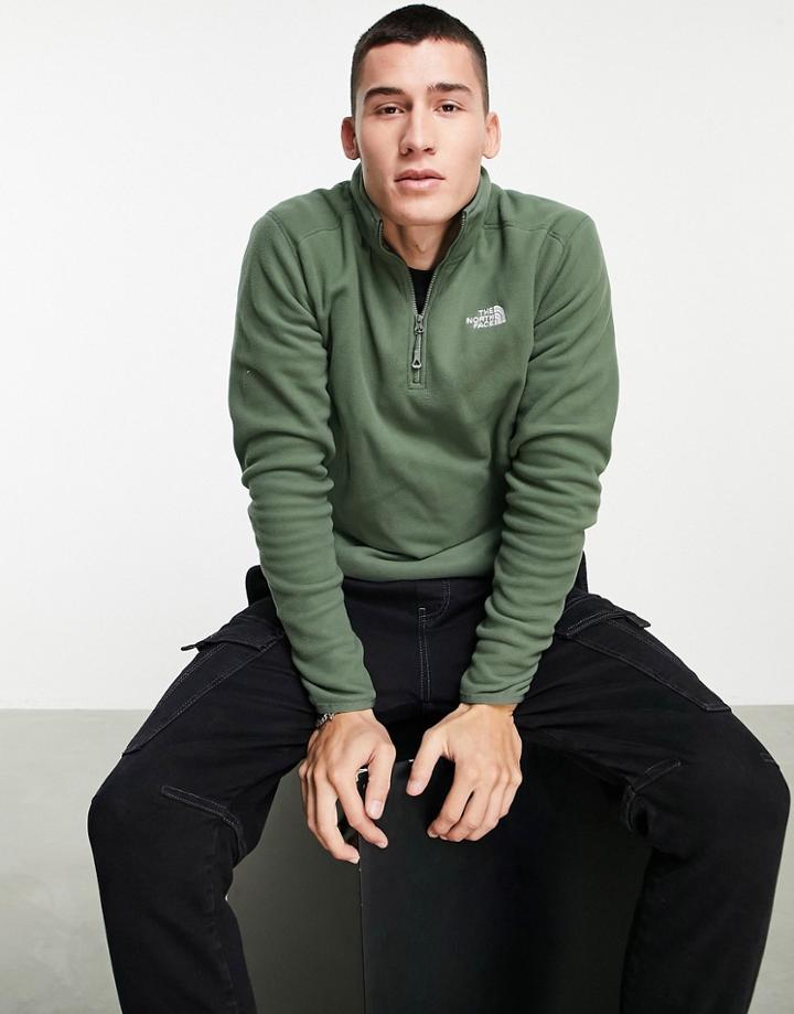 The North Face 100 Glacier 1/4 Zip Fleece In Khaki-green