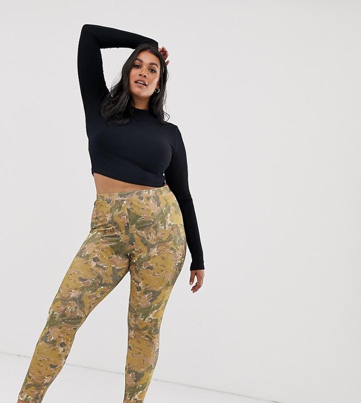 Asos Design Curve Legging In Abstract Print - Multi