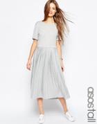Asos Tall Pleated Midi Dress - Gray