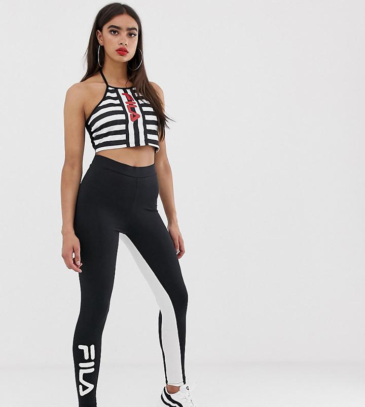 Fila Leggings With Side Logo With Inner Side Stripe - Black