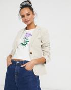 Jdy Era 70s Style Cord Blazer In Cream-neutral