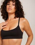 Le Buns Isla Organic Cotton Blend Cami Strap Scoop Neck Bralette In Black