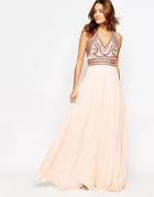 Forever Unique Isabel Maxi Dress With Beading Detail - Peach