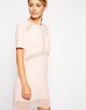 Asos Sheer And Solid Tshirt Dress - Nude
