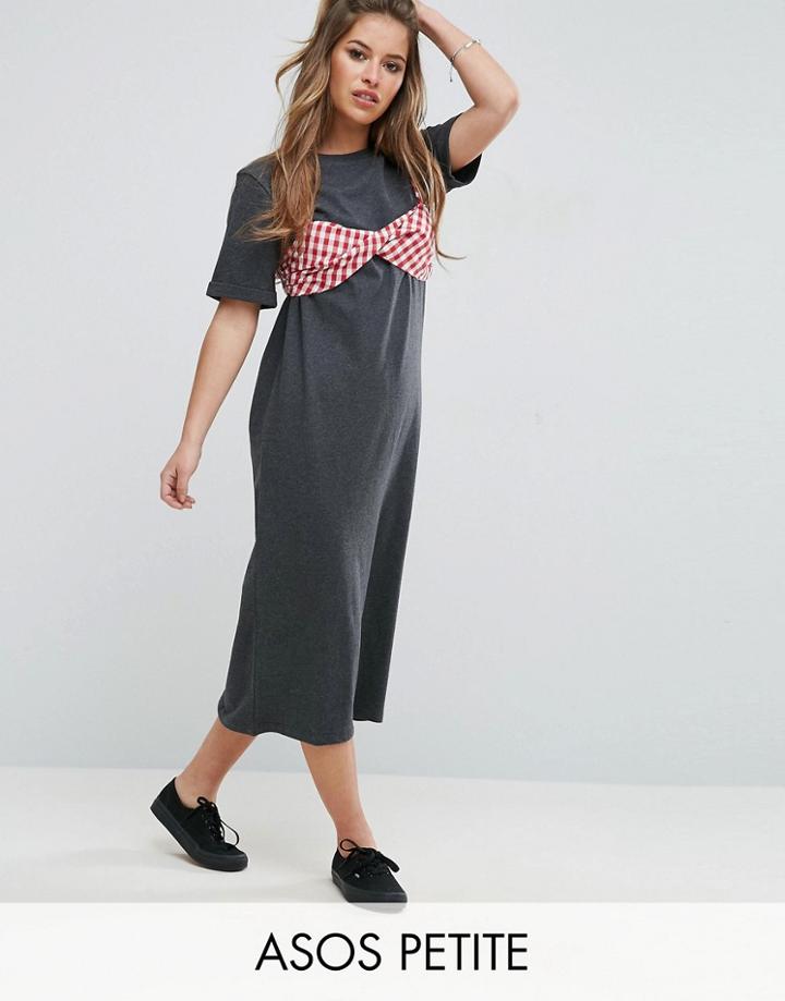 Asos Petite Maxi T-shirt Dress With Bra Top - Gray