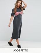 Asos Petite Maxi T-shirt Dress With Bra Top - Gray
