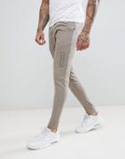 Asos Skinny Joggers With Ma1 Pocket In Beige - Beige