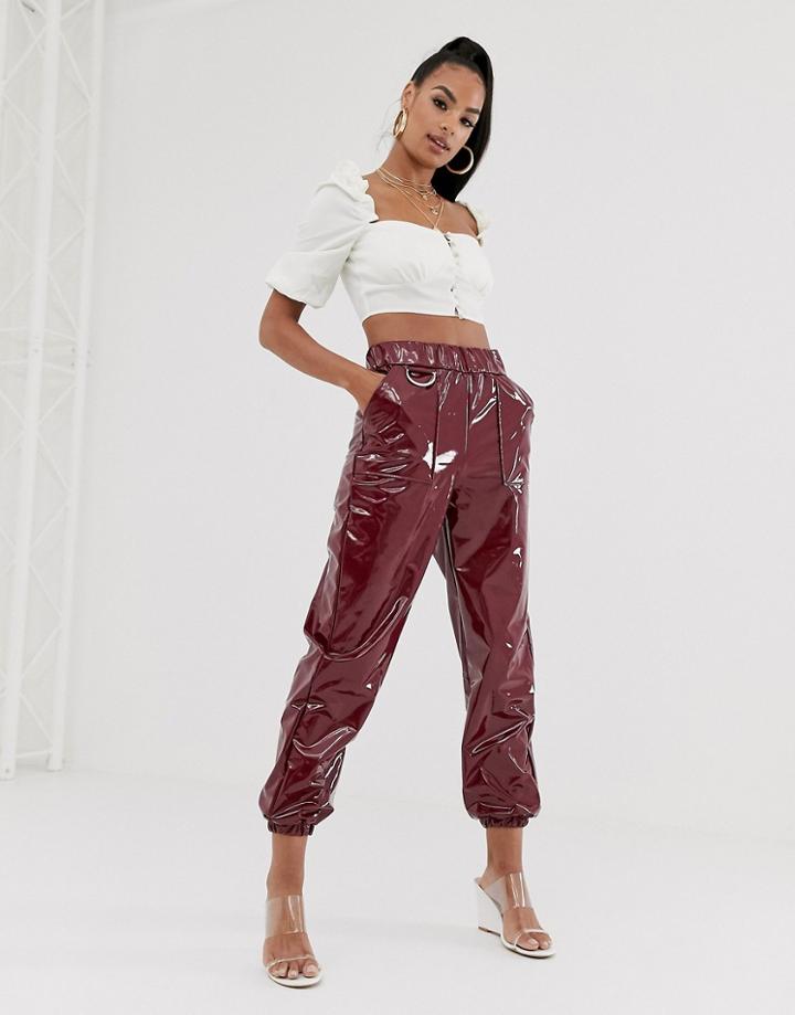 Asos Design Vinyl Balloon Jogger - Red