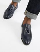 Zign Tassel Loafers In Navy Leather - Navy