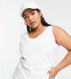 Asos Design Curve Ultimate Organic Cotton Blend Scoop Neck Tank Top In White