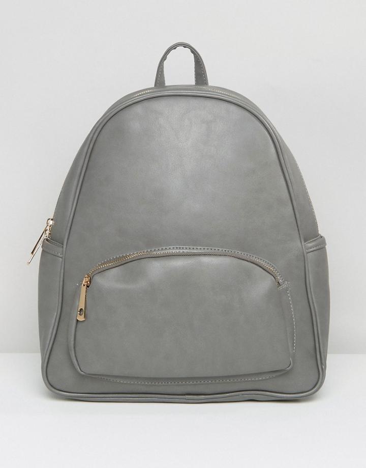 Yoki Zip Front Pocket Backpack - Gray
