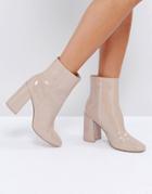 Asos Engage Patent Ankle Boots - Beige