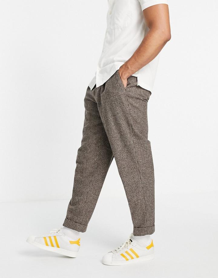 Asos Design Oversized Tapered Smart Pants In Stone Puppy Tooth-neutral
