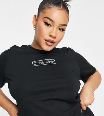 Calvin Klein Plus Size Reimagined Heritage And Cotton Blend T-shirt In Black - Black