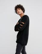 Asos Cut Away Sleeve Detail Sweater - Black