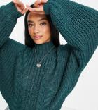 Vero Moda Petite High Neck Puff Sleeve Sweater In Dark Green