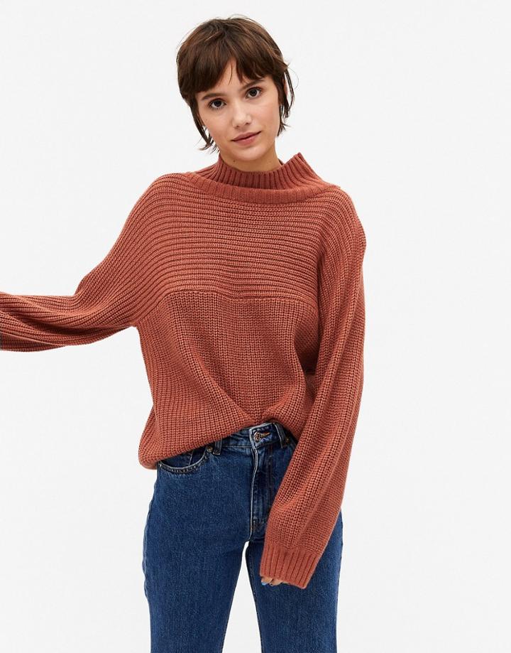 Monki Libby Knitted Sweater In Rust-red