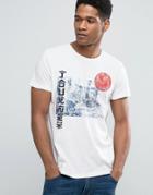Esprit Slim Fit Knitted Crew Neck T-shirt With Japan Print - White