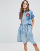 Diesel Denim Dress With Embroidery - Blue
