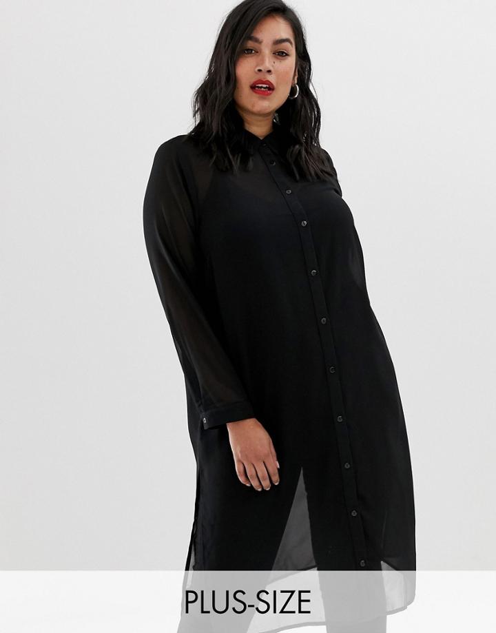 New Look Curve Chiffon Shirt In Black - Black
