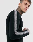 Asos Design Skinny Long Sleeve T-shirt With Stretch And Geo Taping In Black