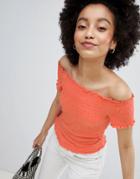 Only Smock Off Shoulder Top - Orange