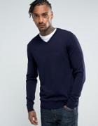 Armani Jeans V Neck Logo Sweater Navy - Navy