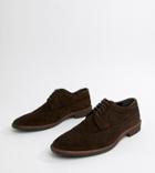 Asos Design Brogue Shoes In Brown Suede With Natural Sole - Brown