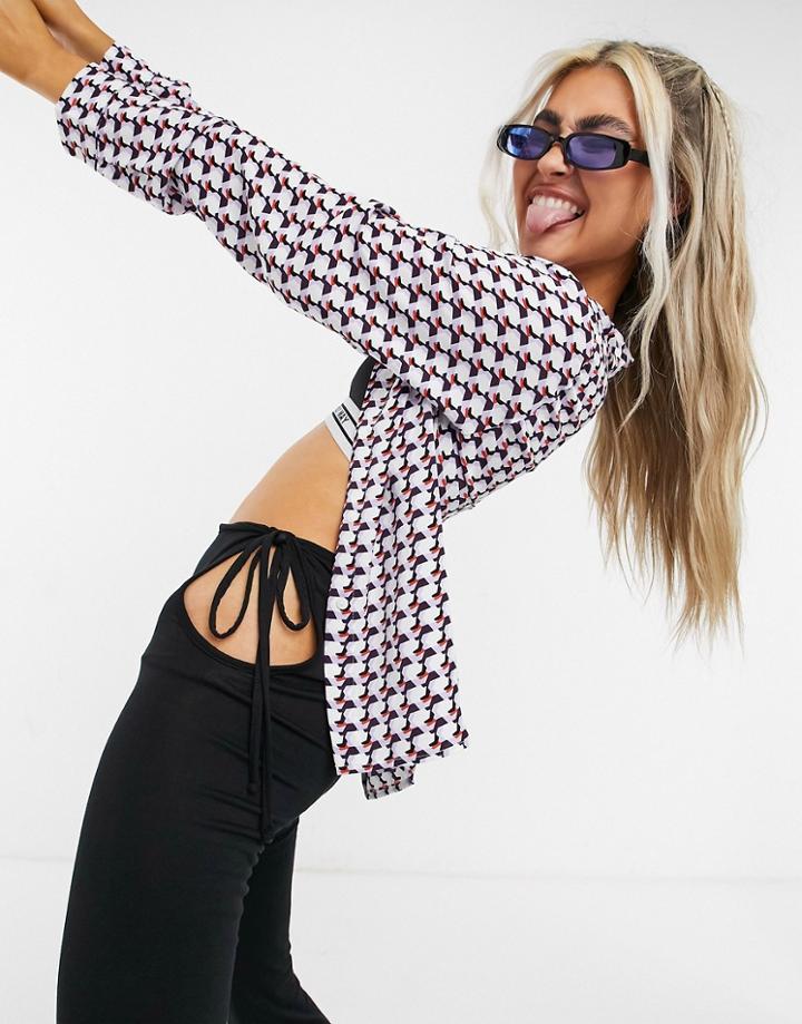 Noisy May Oversized Shirt In Graphic Print - Part Of A Set-multi