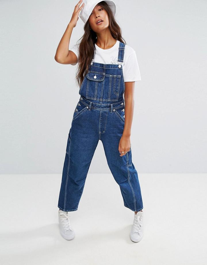 Asos Denim Overall In Darkwash - Blue