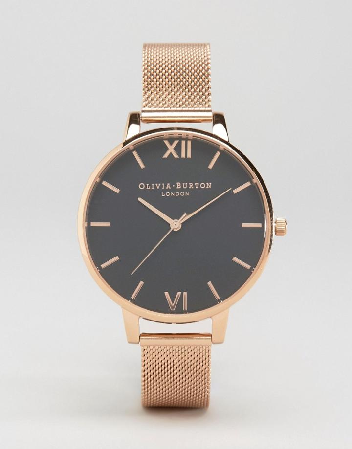 Olivia Burton Rose Gold Big Dial Watch Ob16ad05 - Gold