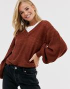Brave Soul Harrio Sweater In Rich Brown