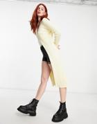 Cotton: On Set Longline Cardigan In Lemon-yellow