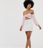 Another Reason Pinstripe Mini Skirt With Chain Waist Detail - White
