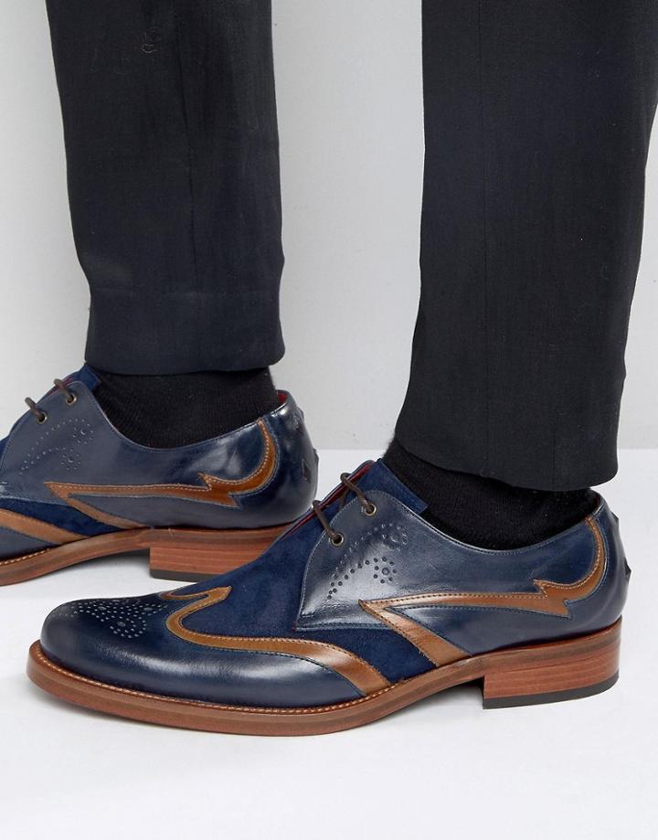 Jeffery West Corleone Leather Suede Derby Brogues - Navy