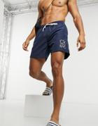 Calvin Klein Medium Length Swim Shorts In Dark Navy