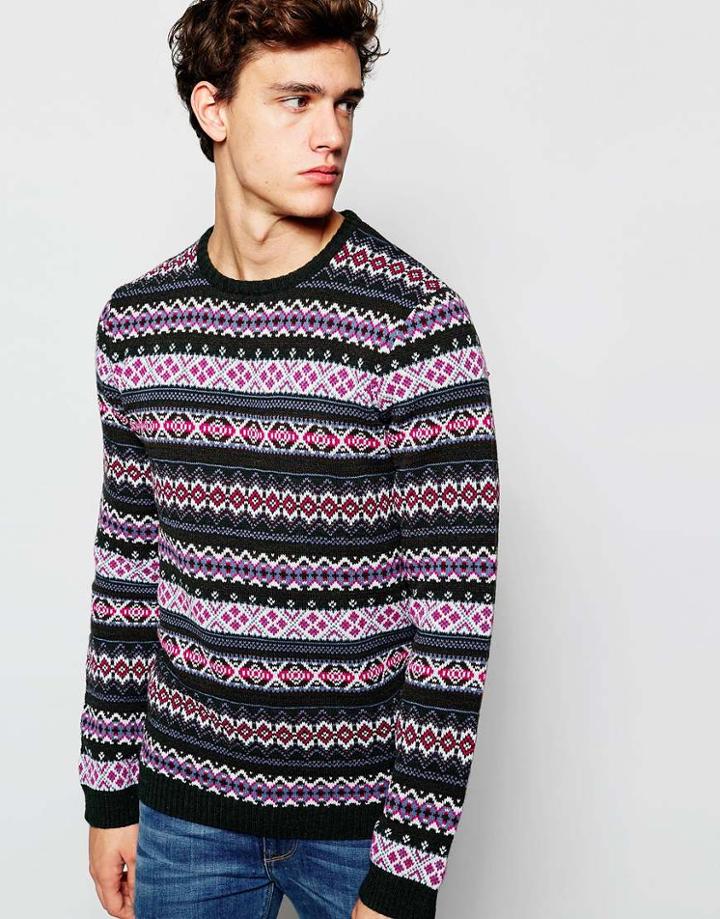 Asos Sweater With Fairisle Pattern - Green