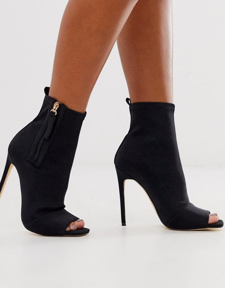 Simmi London Black Peep Toe Heeled Boots