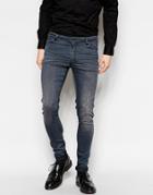 Asos Extreme Super Skinny Jeans With Creasing - Gray