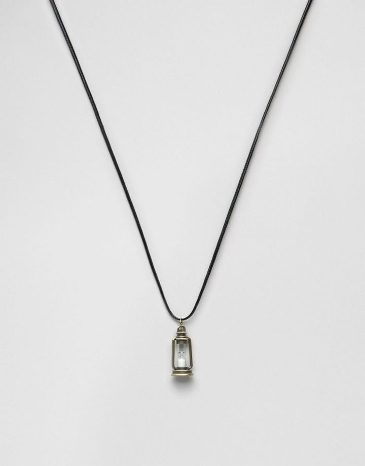Asos Rope Necklace With Sand Timer Pendant - Gold