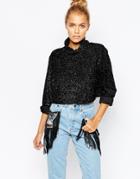 The Ragged Priest High Neck Holidays Glitter Sweater - Black