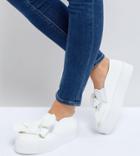 Asos Discovery Wide Fit Bow Flatform Sneakers - White