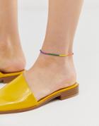 Asos Design Anklet In Multicolor Beads - Multi