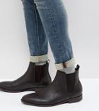 Asos Design Wide Fit Chelsea Boots In Brown Faux Leather With Panel Detail - Brown
