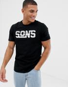 Only & Sons Slogan T-shirt - Black