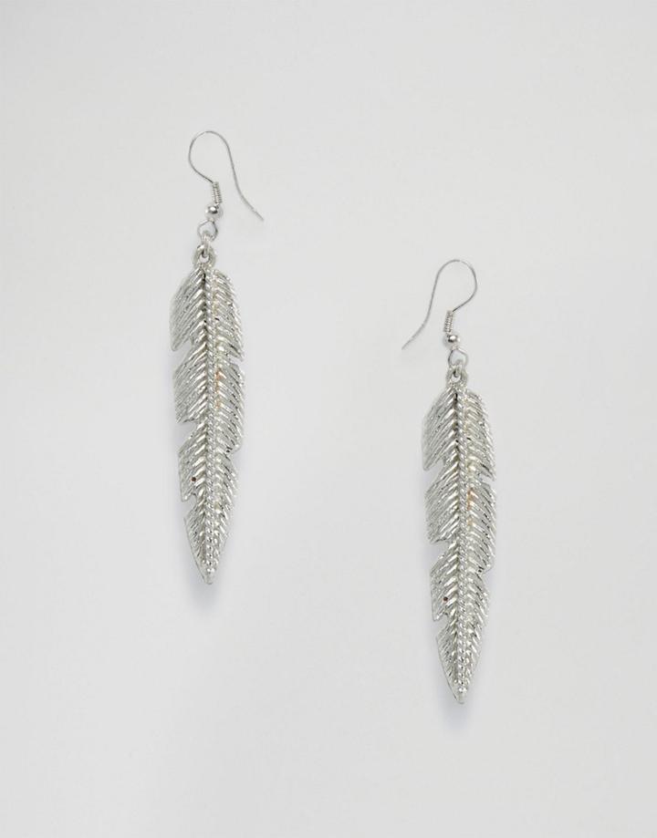 Asos Festival Feather Earrings - Silver