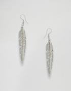 Asos Festival Feather Earrings - Silver