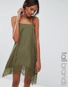 Vero Moda Tall Cami Dress With Lace Hem - Green